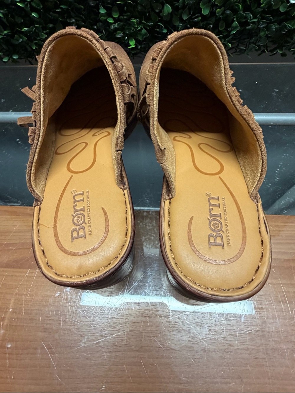 Born Brown Suede Fringe Mule Clogs - Picture 6 of 9